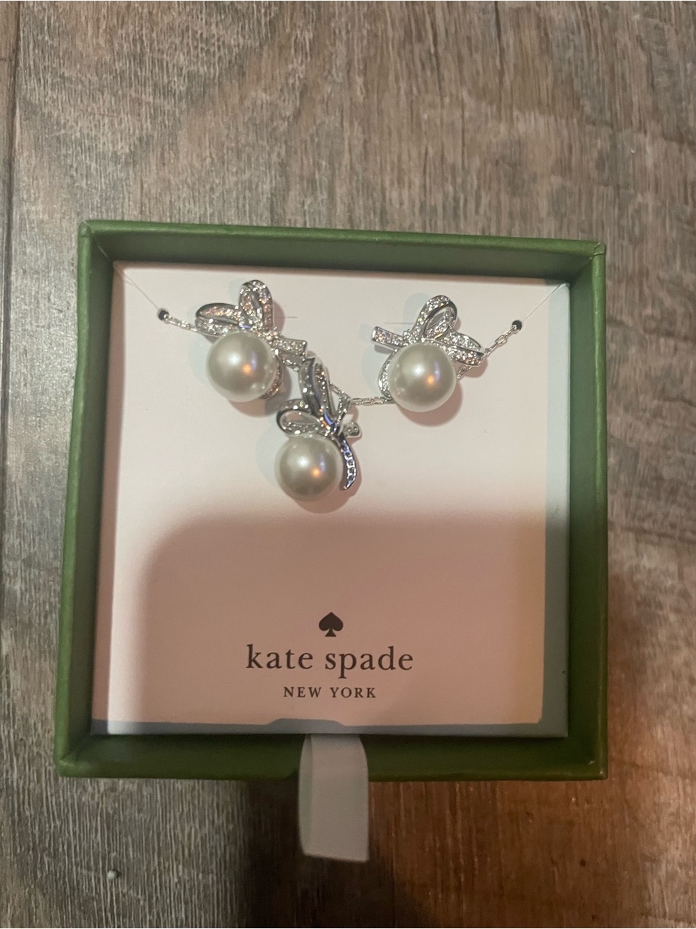 kate spade Silver Bow Pearl Necklace and Earring Set